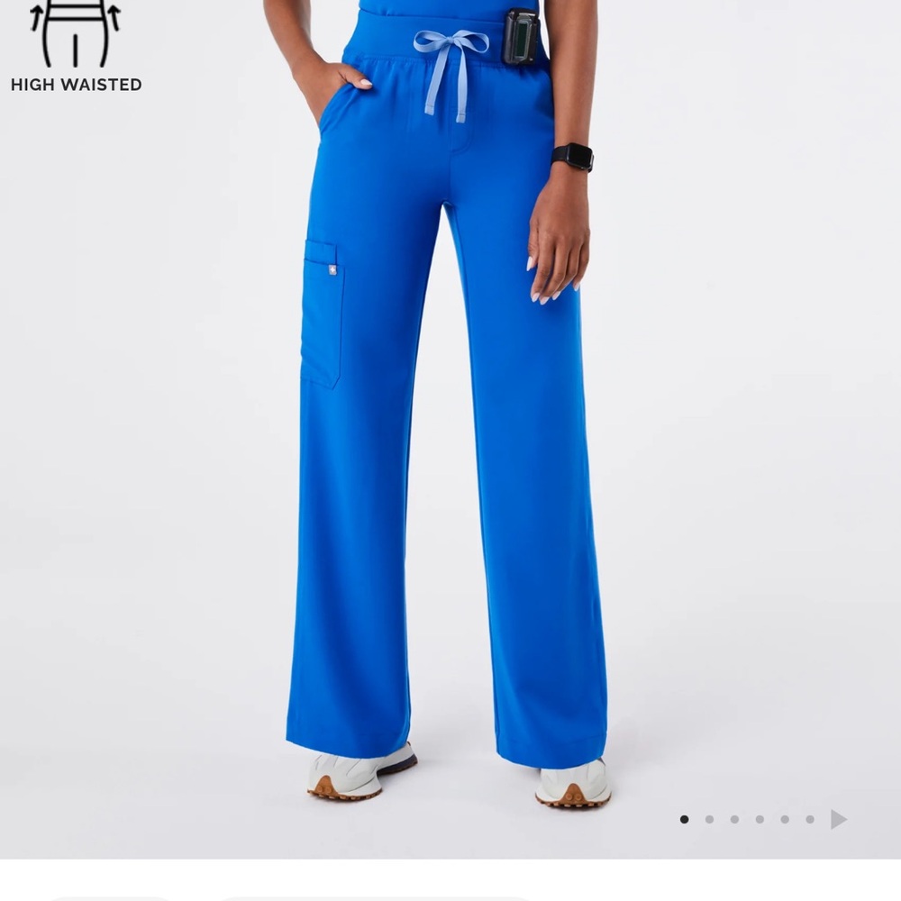 Figs Women's Isabel Wide Leg Blue Pants High Waisted